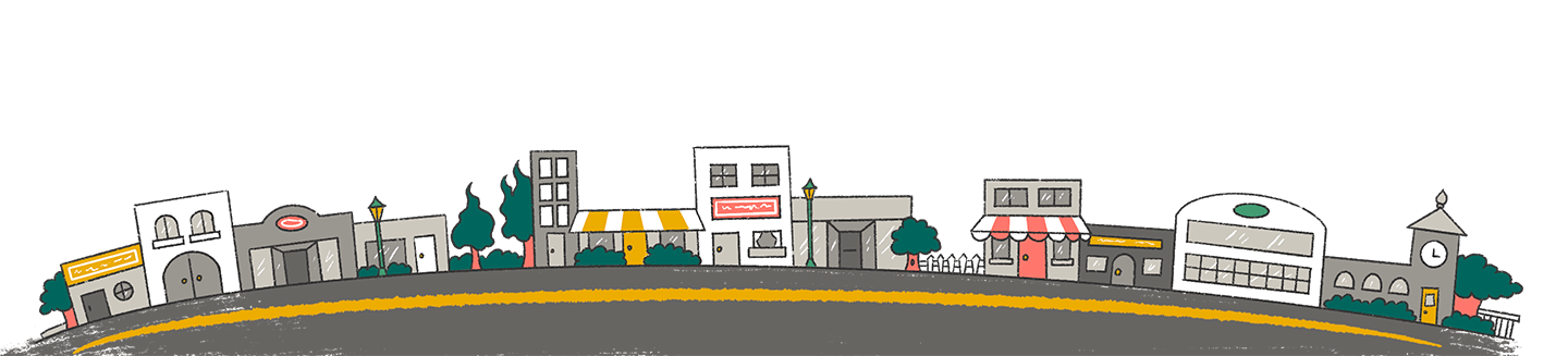Main street in town illustration