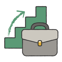 Briefcase and bar chart illustration