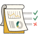 Paper with graphs and checklist illustration