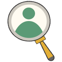 Magnifying glass with human silhouette illustration