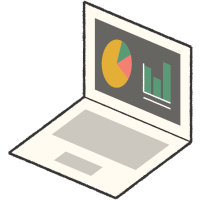 Laptop showing charts illustration