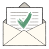 Envelope with green checkmark inside illustration