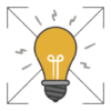 Lightbulb with four arrows illustration