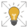 Lightbulb with four arrows illustration