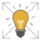 Lightbulb with four arrows illustration