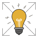Lightbulb with four arrows illustration